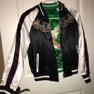 Reversible silk bomber style jacket